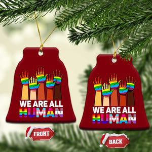 We Are All Human Rainbow Hands Ceramic Ornament LGBTQ+ Unity Equality Pride Month TS02 Print Your Wear