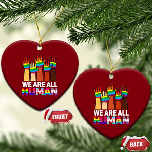 We Are All Human Rainbow Hands Ceramic Ornament LGBTQ+ Unity Equality Pride Month TS02 Print Your Wear