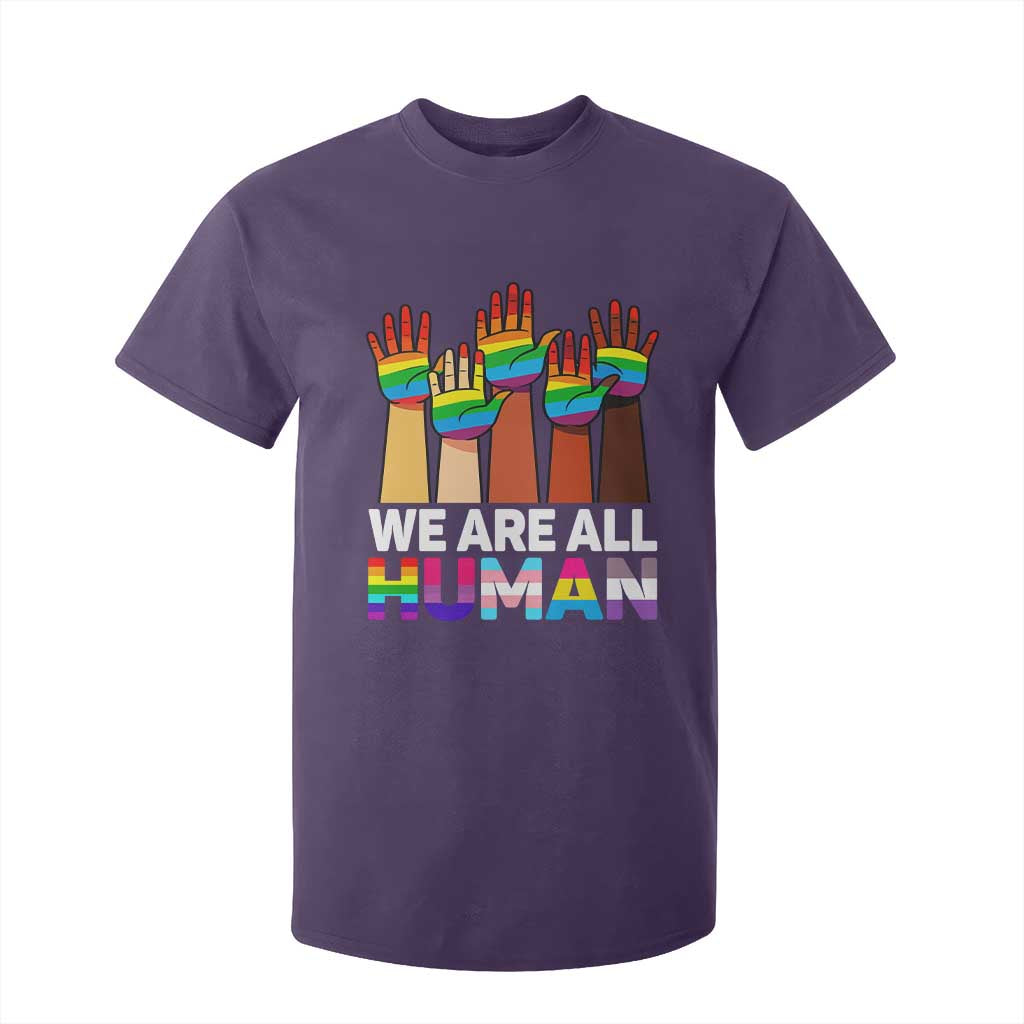 We Are All Human Rainbow Hands T Shirt For Kid LGBTQ+ Unity Equality Pride Month TS02 Purple Print Your Wear