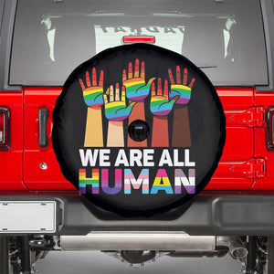 We Are All Human Rainbow Hands Spare Tire Cover LGBTQ+ Unity Equality Pride Month TS02 Black Print Your Wear