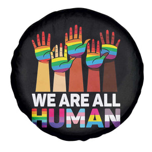 We Are All Human Rainbow Hands Spare Tire Cover LGBTQ+ Unity Equality Pride Month TS02 Print Your Wear