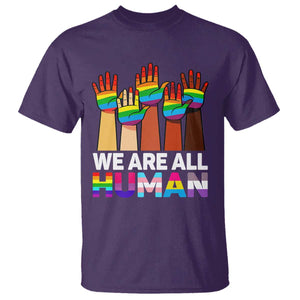 We Are All Human Rainbow Hands T Shirt LGBTQ+ Unity Equality Pride Month TS02 Purple Print Your Wear