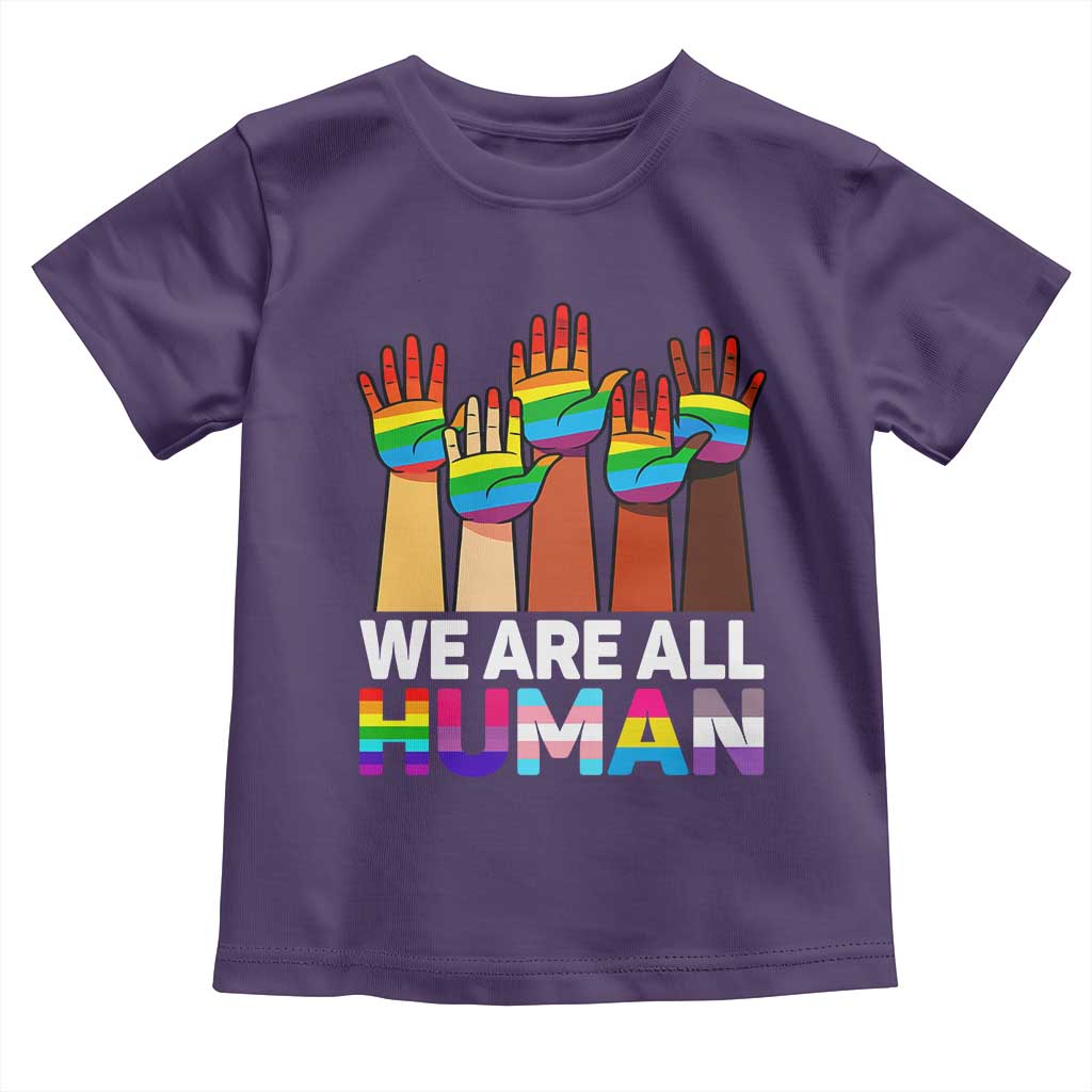 We Are All Human Rainbow Hands Toddler T Shirt LGBTQ+ Unity Equality Pride Month TS02 Purple Print Your Wear