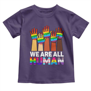 We Are All Human Rainbow Hands Toddler T Shirt LGBTQ+ Unity Equality Pride Month TS02 Purple Print Your Wear