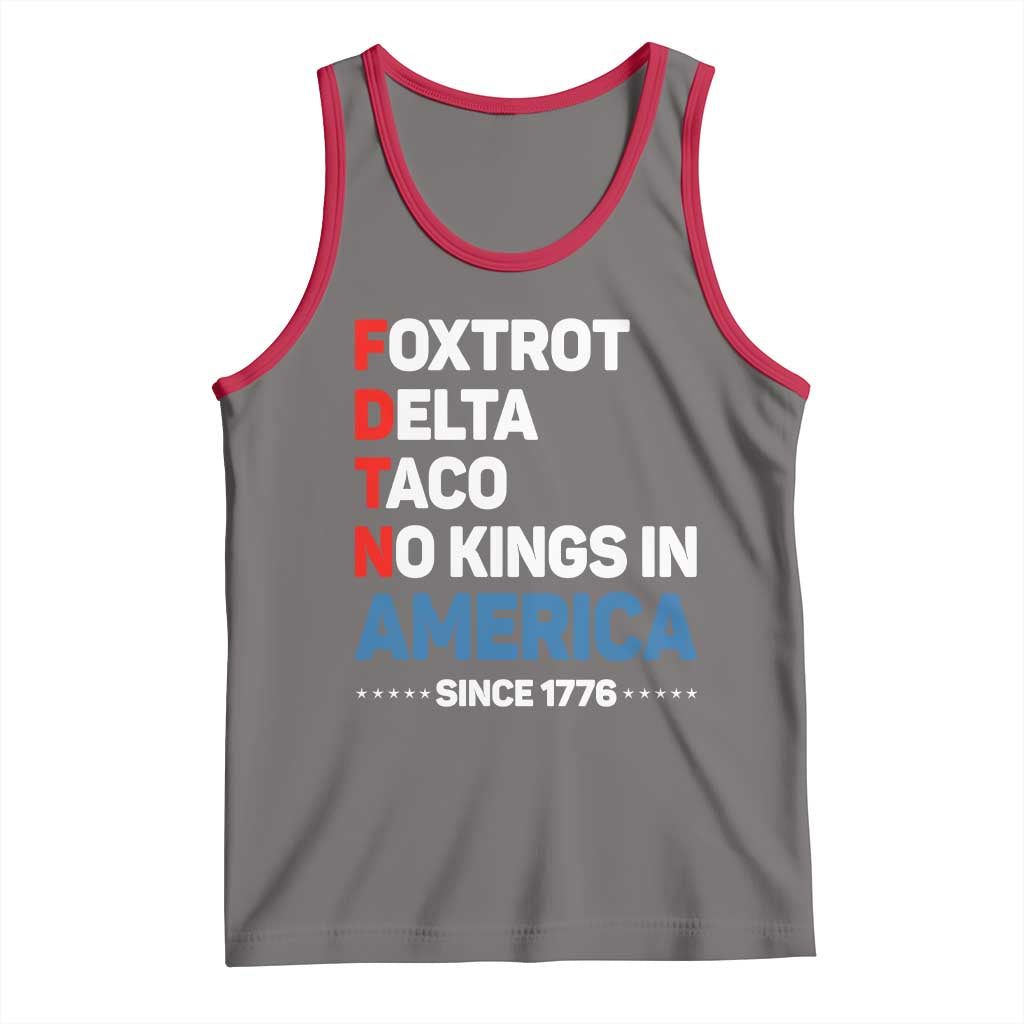 No Kings in America Since 1776 Tank Top Foxtrot Delta Taco Funny Patriotic Military Alphabet TS02 Deep Heather Red Print Your Wear