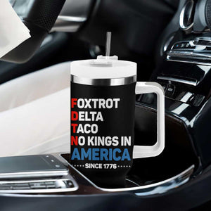 No Kings in America Since 1776 Tumbler With Handle Foxtrot Delta Taco Funny Patriotic Military Alphabet TS02 Print Your Wear
