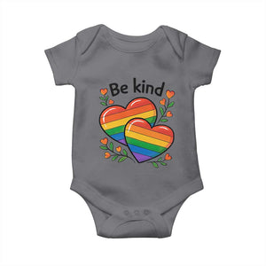 Be Kind Rainbow Heart Baby Onesie Spread Kindness LGBTQ Love Pride Month TS02 Charcoal Print Your Wear