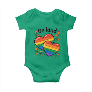 Be Kind Rainbow Heart Baby Onesie Spread Kindness LGBTQ Love Pride Month TS02 Irish Green Print Your Wear
