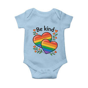 Be Kind Rainbow Heart Baby Onesie Spread Kindness LGBTQ Love Pride Month TS02 Light Blue Print Your Wear
