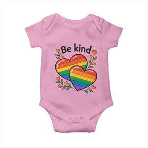 Be Kind Rainbow Heart Baby Onesie Spread Kindness LGBTQ Love Pride Month TS02 Light Pink Print Your Wear