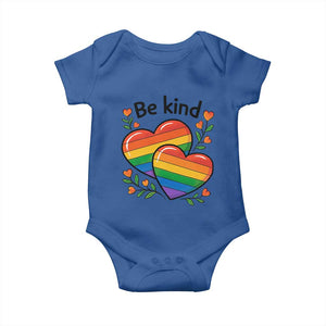 Be Kind Rainbow Heart Baby Onesie Spread Kindness LGBTQ Love Pride Month TS02 Royal Blue Print Your Wear
