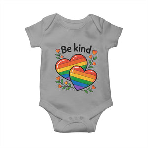 Be Kind Rainbow Heart Baby Onesie Spread Kindness LGBTQ Love Pride Month TS02 Sport Gray Print Your Wear