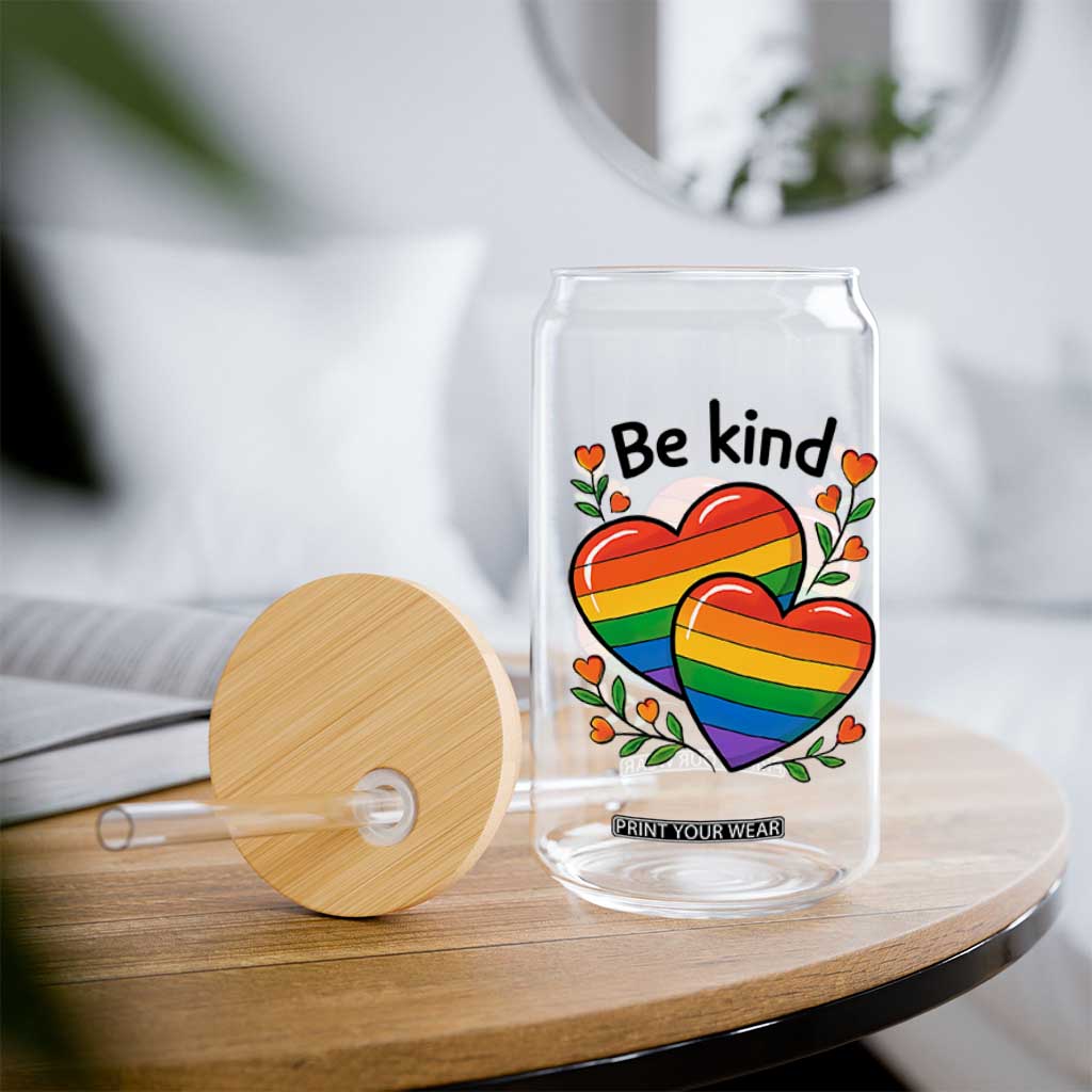 Be Kind Rainbow Heart Glass Can Spread Kindness LGBTQ Love Pride Month TS02 Print Your Wear