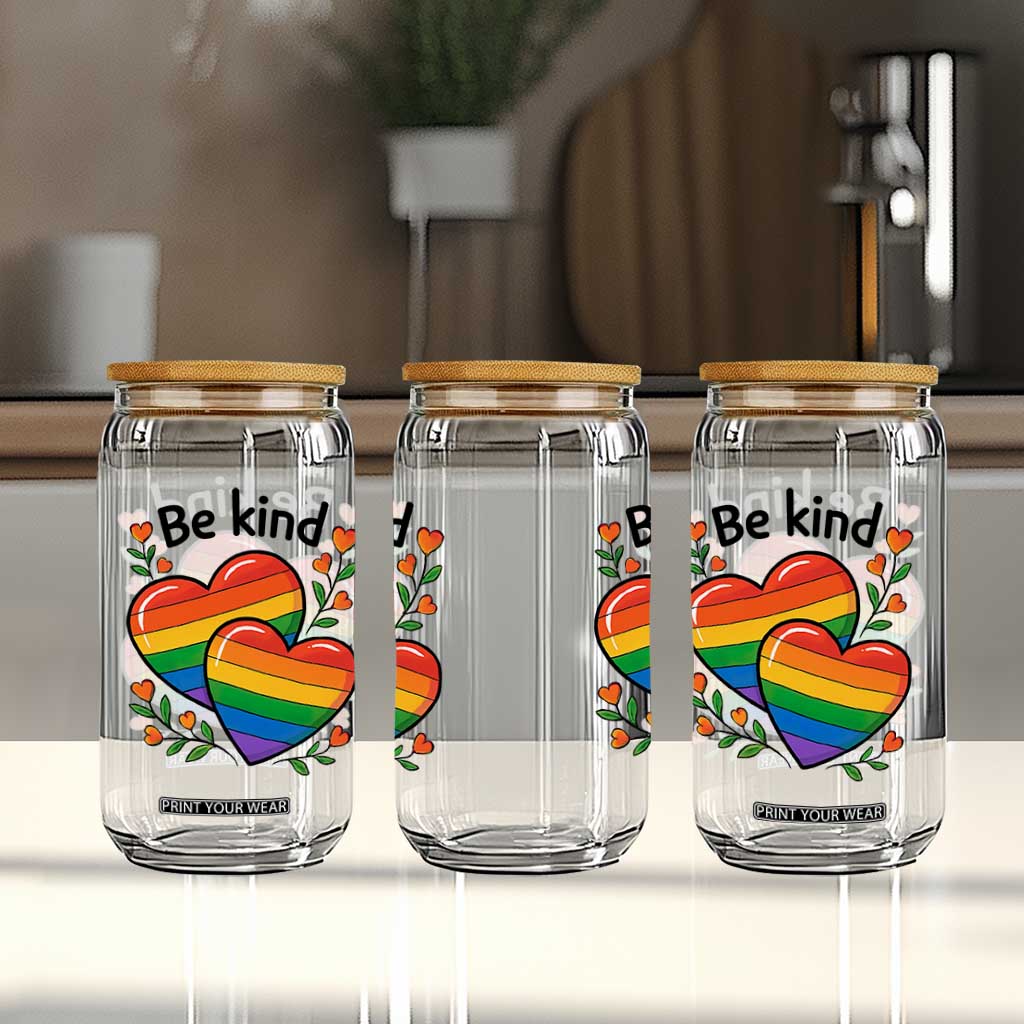 Be Kind Rainbow Heart Glass Can Spread Kindness LGBTQ Love Pride Month TS02 Print Your Wear