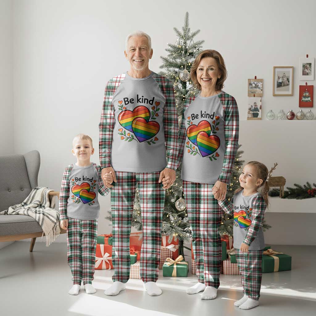 Be Kind Rainbow Heart Plaid Pajama Set Spread Kindness LGBTQ Love Pride Month TS02 Christmas Plaid Print Your Wear