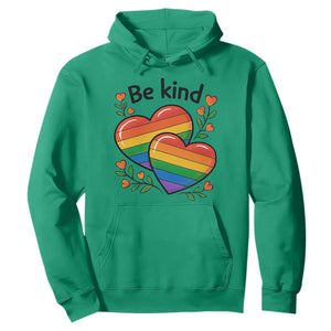 Be Kind Rainbow Heart Hoodie Spread Kindness LGBTQ Love Pride Month TS02 Irish Green Print Your Wear
