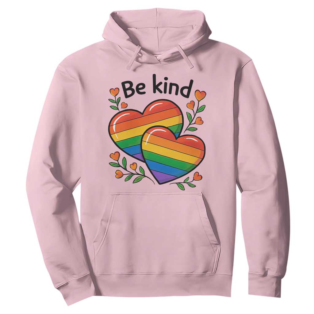 Be Kind Rainbow Heart Hoodie Spread Kindness LGBTQ Love Pride Month TS02 Light Pink Print Your Wear