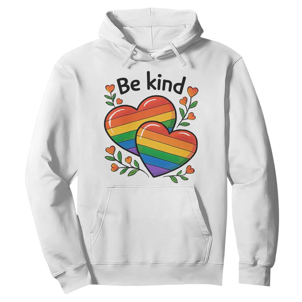 Be Kind Rainbow Heart Hoodie Spread Kindness LGBTQ Love Pride Month TS02 White Print Your Wear