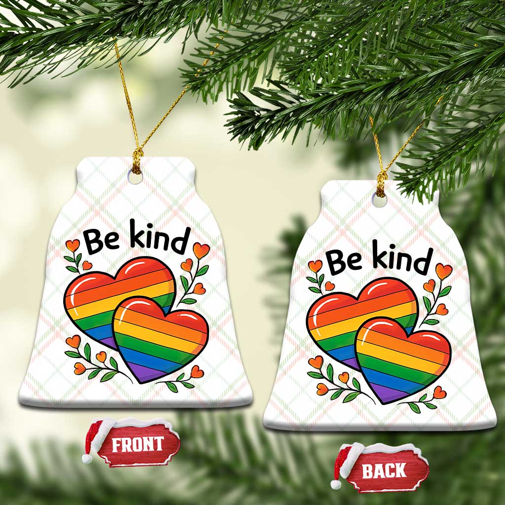 Be Kind Rainbow Heart Ceramic Ornament Spread Kindness LGBTQ Love Pride Month TS02 Print Your Wear