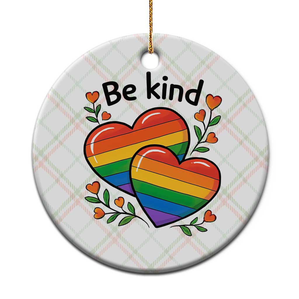 Be Kind Rainbow Heart Ceramic Ornament Spread Kindness LGBTQ Love Pride Month TS02 1pc Christmas Plaid Print Your Wear