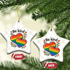 Be Kind Rainbow Heart Ceramic Ornament Spread Kindness LGBTQ Love Pride Month TS02 Print Your Wear