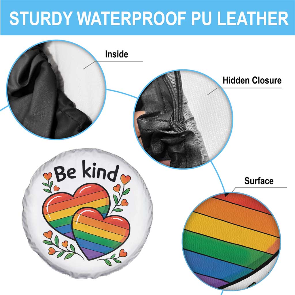 Be Kind Rainbow Heart Spare Tire Cover Spread Kindness LGBTQ Love Pride Month TS02 Print Your Wear