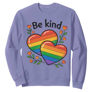 Be Kind Rainbow Heart Sweatshirt Spread Kindness LGBTQ Love Pride Month TS02 Violet Print Your Wear