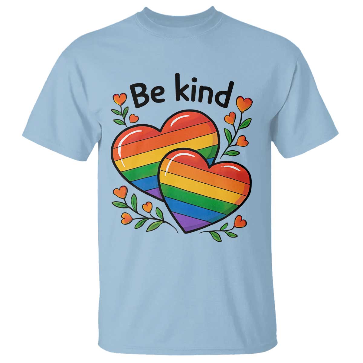 Be Kind Rainbow Heart T Shirt Spread Kindness LGBTQ Love Pride Month TS02 Light Blue Print Your Wear