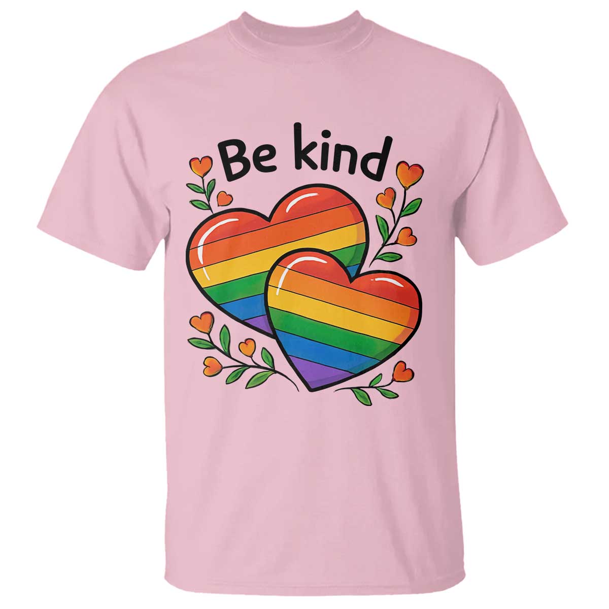 Be Kind Rainbow Heart T Shirt Spread Kindness LGBTQ Love Pride Month TS02 Light Pink Print Your Wear