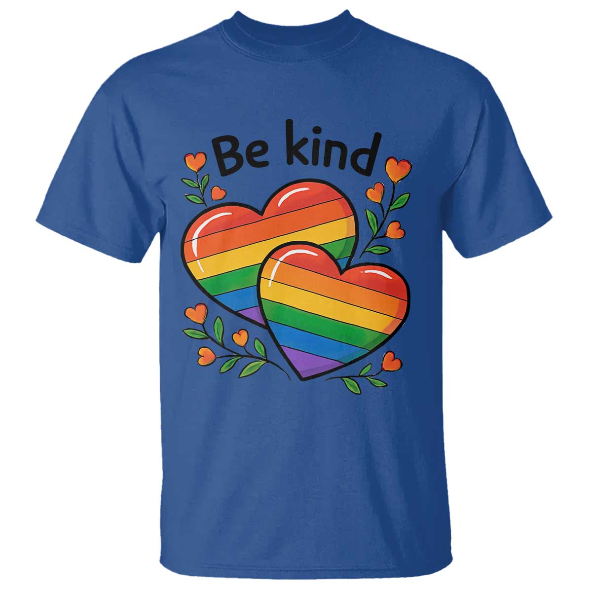Be Kind Rainbow Heart T Shirt Spread Kindness LGBTQ Love Pride Month TS02 Royal Blue Print Your Wear