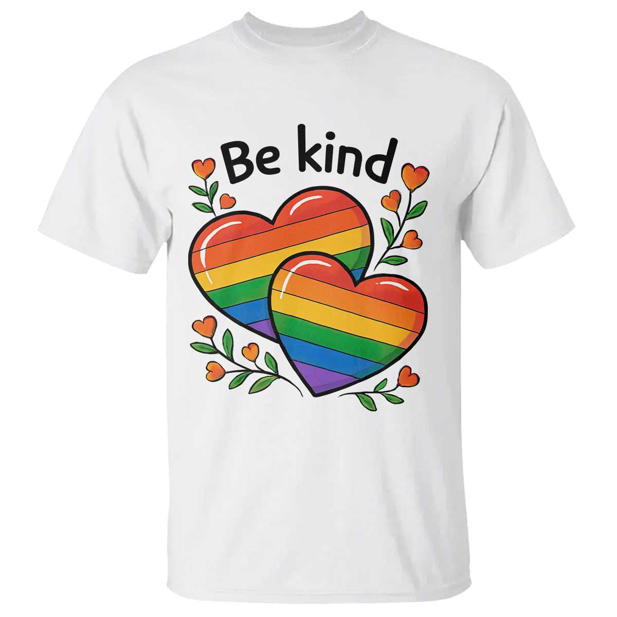 Be Kind Rainbow Heart T Shirt Spread Kindness LGBTQ Love Pride Month TS02 White Print Your Wear