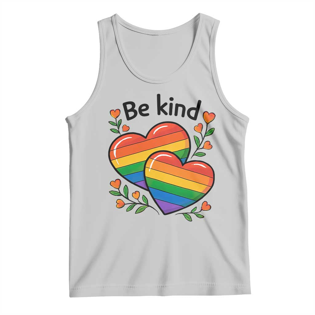 Be Kind Rainbow Heart Tank Top Spread Kindness LGBTQ Love Pride Month TS02 Ash Print Your Wear