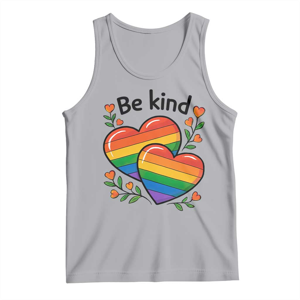 Be Kind Rainbow Heart Tank Top Spread Kindness LGBTQ Love Pride Month TS02 Athletic Heather Print Your Wear