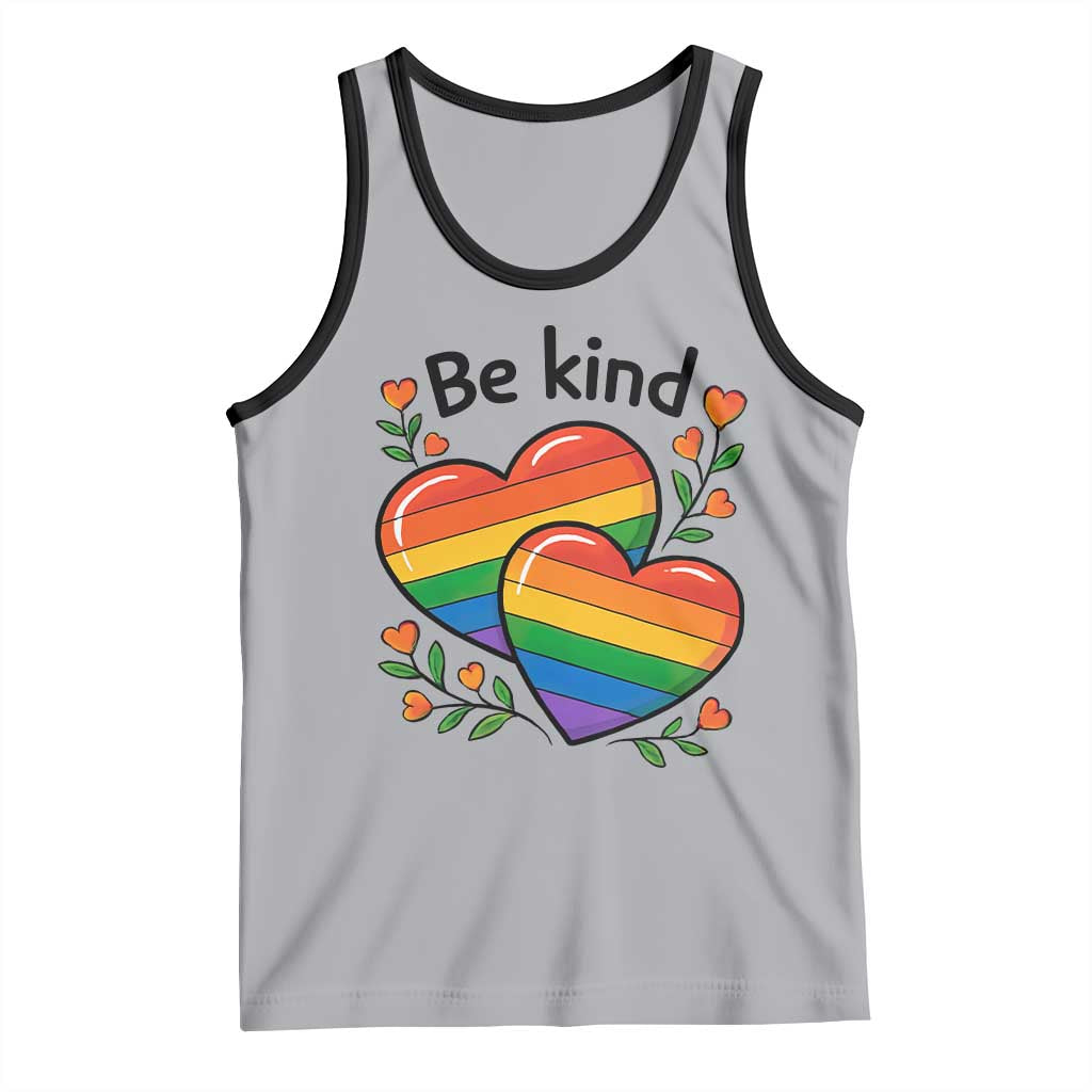 Be Kind Rainbow Heart Tank Top Spread Kindness LGBTQ Love Pride Month TS02 Athletic Heather Black Print Your Wear