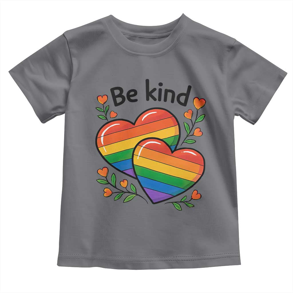 Be Kind Rainbow Heart Toddler T Shirt Spread Kindness LGBTQ Love Pride Month TS02 Charcoal Print Your Wear