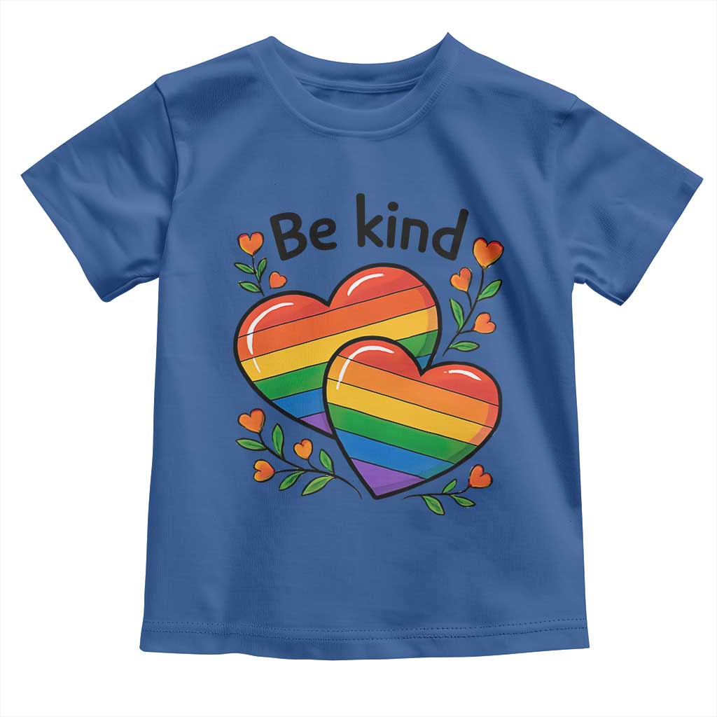 Be Kind Rainbow Heart Toddler T Shirt Spread Kindness LGBTQ Love Pride Month TS02 Royal Blue Print Your Wear