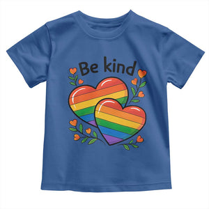 Be Kind Rainbow Heart Toddler T Shirt Spread Kindness LGBTQ Love Pride Month TS02 Royal Blue Print Your Wear