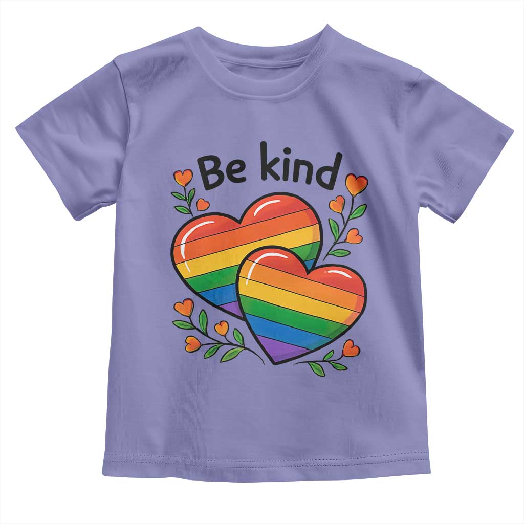 Be Kind Rainbow Heart Toddler T Shirt Spread Kindness LGBTQ Love Pride Month TS02 Violet Print Your Wear