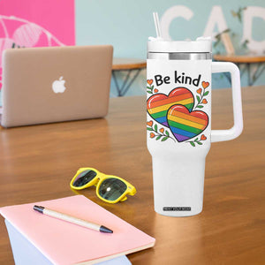 Be Kind Rainbow Heart Tumbler With Handle Spread Kindness LGBTQ Love Pride Month TS02 Print Your Wear