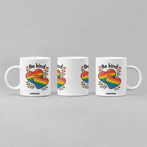 Be Kind Rainbow Heart Coffee Mug Spread Kindness LGBTQ Love Pride Month TS02 Print Your Wear