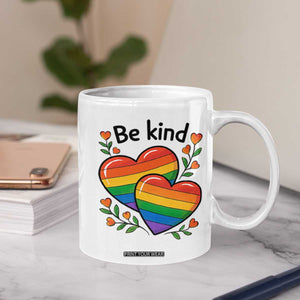 Be Kind Rainbow Heart Coffee Mug Spread Kindness LGBTQ Love Pride Month TS02 Print Your Wear