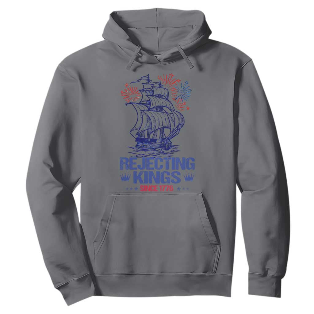 Rejecting Kings Since 1776 Hoodie Vintage Patriotic Ship 4th Of July Fireworks TS02 Charcoal Print Your Wear