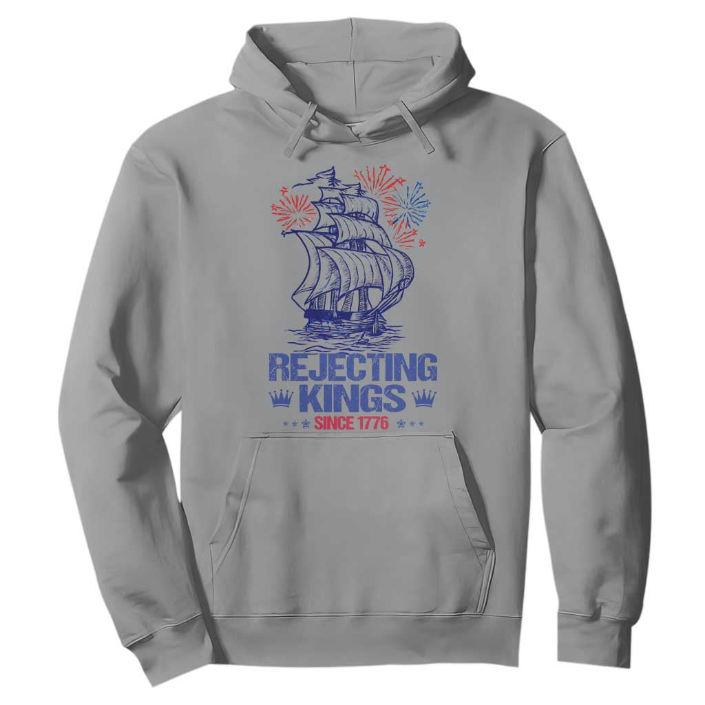 Rejecting Kings Since 1776 Hoodie Vintage Patriotic Ship 4th Of July Fireworks TS02 Sport Gray Print Your Wear