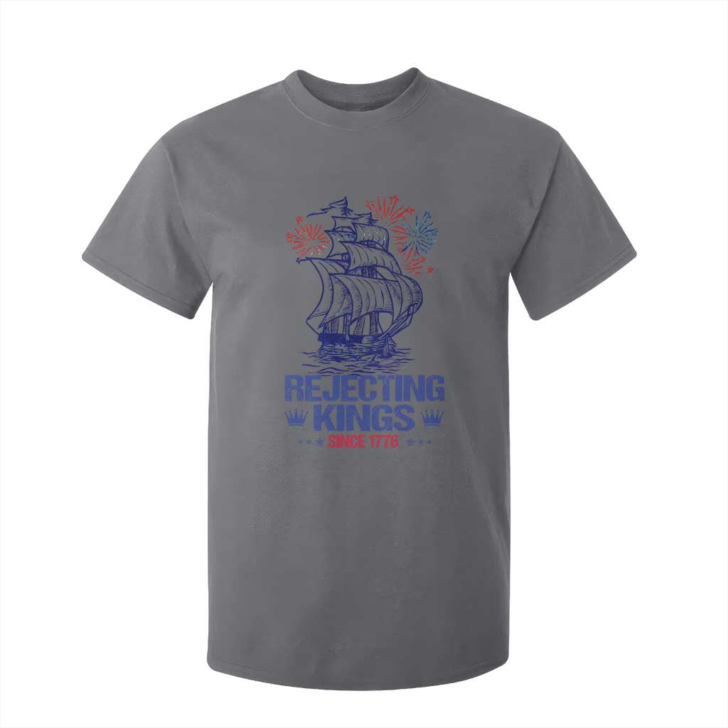 Rejecting Kings Since 1776 T Shirt For Kid Vintage Patriotic Ship 4th Of July Fireworks TS02 Charcoal Print Your Wear
