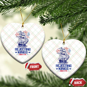 Rejecting Kings Since 1776 Ceramic Ornament Vintage Patriotic Ship 4th Of July Fireworks TS02 Print Your Wear