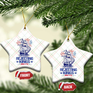 Rejecting Kings Since 1776 Ceramic Ornament Vintage Patriotic Ship 4th Of July Fireworks TS02 Print Your Wear