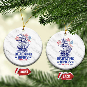 Rejecting Kings Since 1776 Ceramic Ornament Vintage Patriotic Ship 4th Of July Fireworks TS02 1pc White Marble Print Your Wear