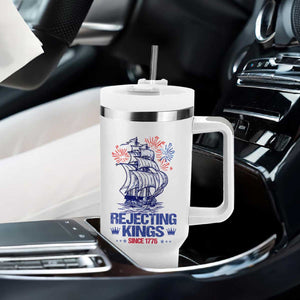 Rejecting Kings Since 1776 Tumbler With Handle Vintage Patriotic Ship 4th Of July Fireworks TS02 Print Your Wear
