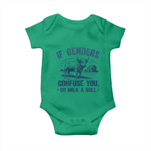 If Genders Confuse You Go Milk a Bull Baby Onesie Sarcastic Country Humor TS02 Irish Green Print Your Wear