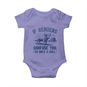 If Genders Confuse You Go Milk a Bull Baby Onesie Sarcastic Country Humor TS02 Violet Print Your Wear
